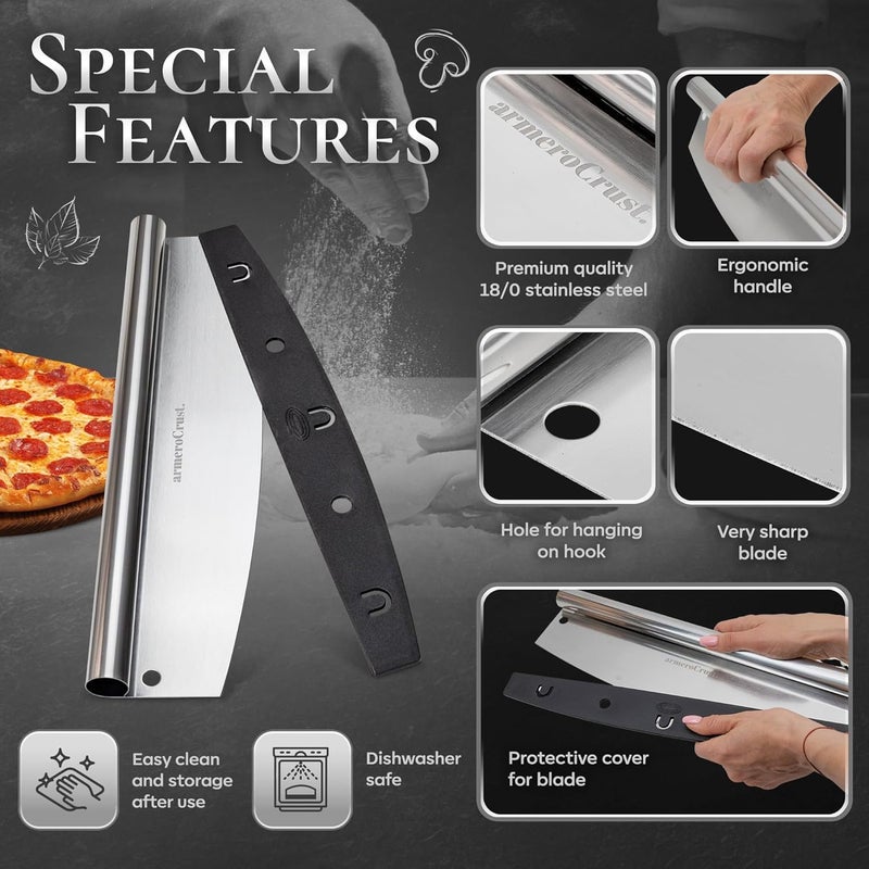 armeroCrust 16 Inch Pizza Cutter Rocker Blade - Easy Slicing - Premium Finish Pizza Slicer with Time Saving Pizza Cutter Rocker Design - Image 4
